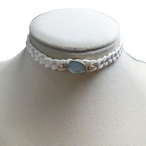 Ettika‎ NWT White Leather Gemstone Choker